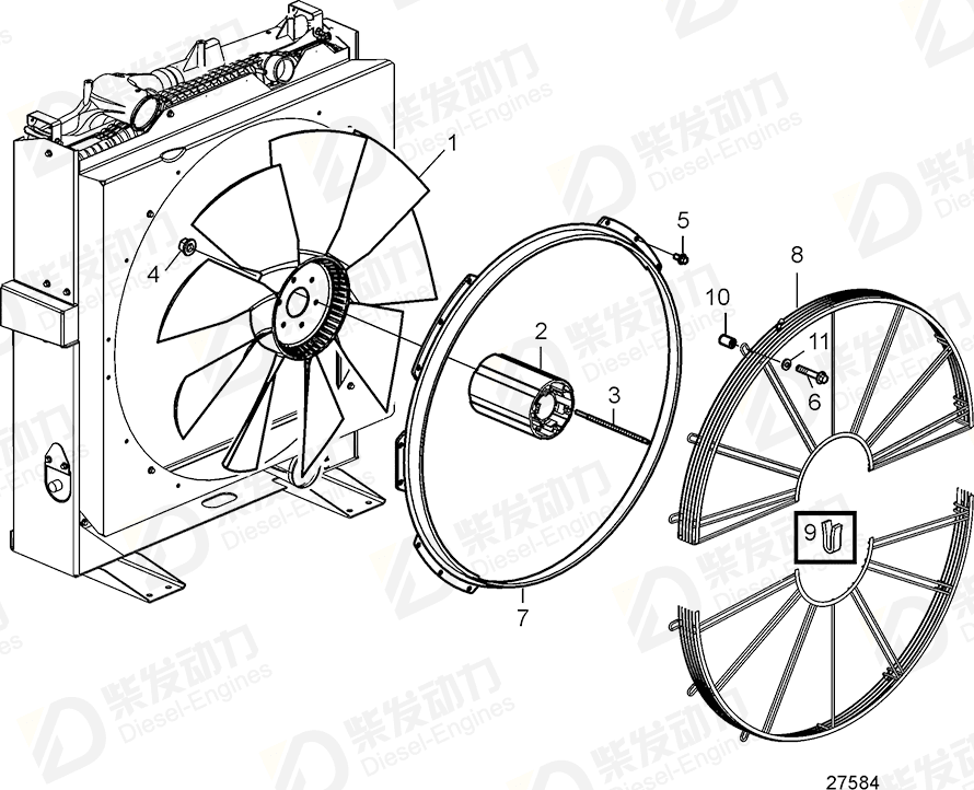 VOLVO Fan guard 22389861 Drawing